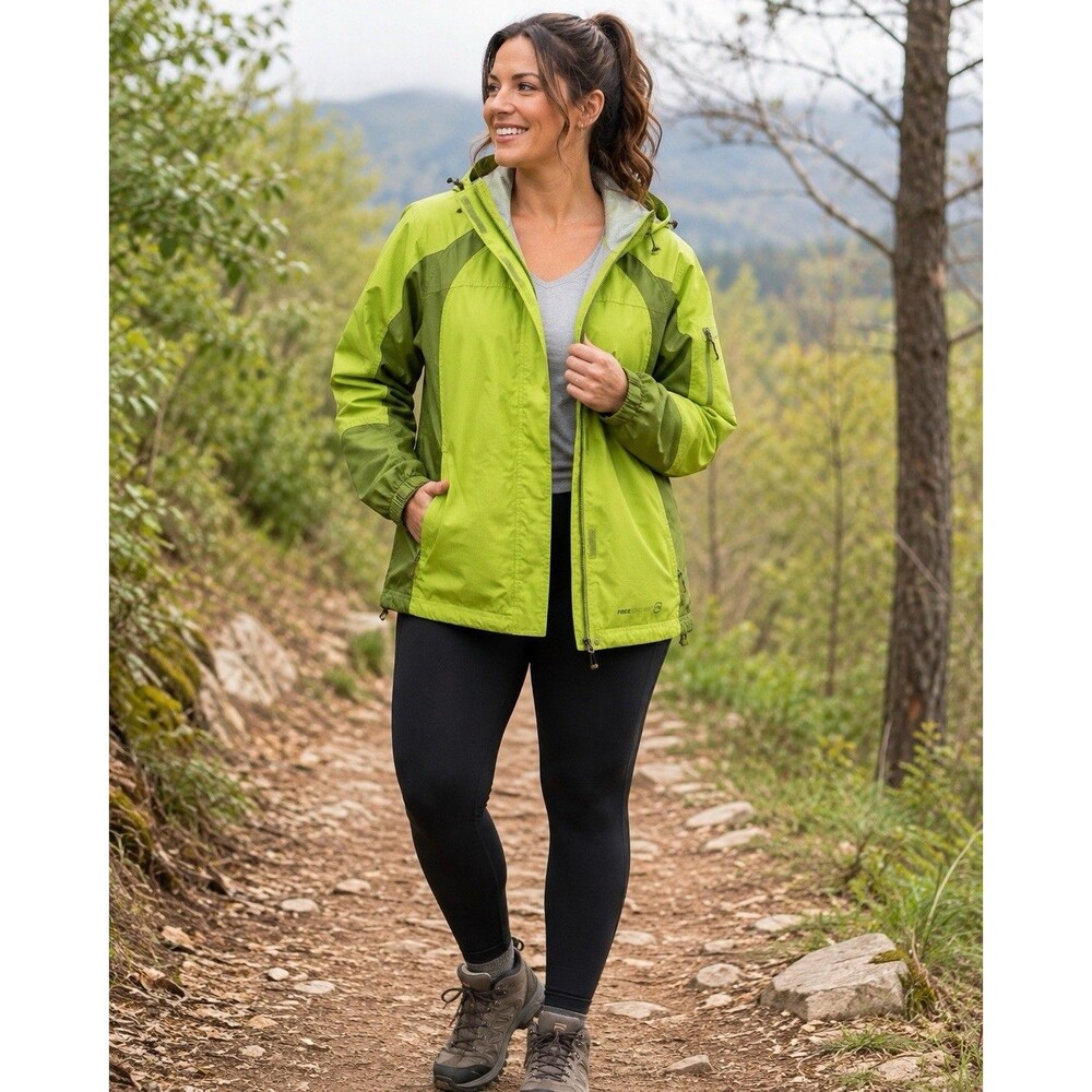 Free Country AthletX Series Women’s Green Hooded Full Zip Windbreaker Jacket M